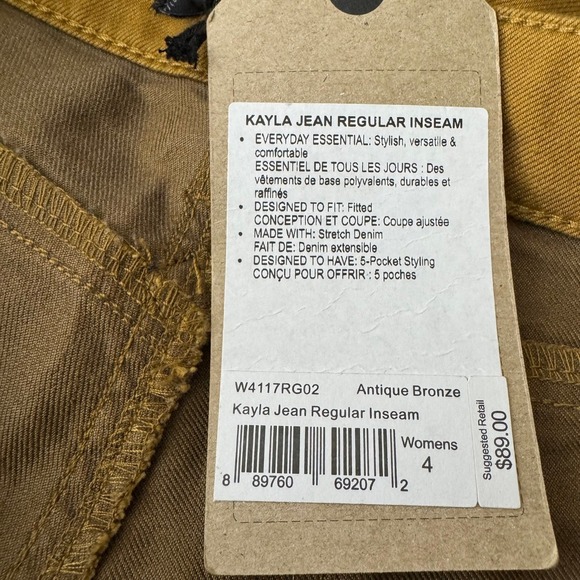 Prana Kayla Jean Regular Inseam Antique Bronze Stretch Denim Women's Size 4 NWT - Picture 4 of 10